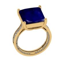 2.45 Ctw VS/SI1 Blue Sapphire and Diamond 14K Yellow Gold Engagement Ring(ALL DIAMOND ARE LAB GROWN)