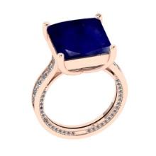 2.45 Ctw VS/SI1 Blue Sapphire and Diamond 14K Rose Gold Engagement Ring(ALL DIAMOND ARE LAB GROWN)