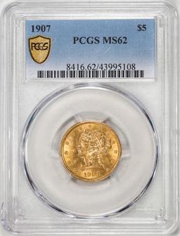 1907 $5 Liberty Head Half Eagle Gold Coin NGC MS62