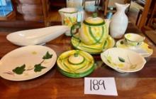 Vernonware Gingham Pattern Teapot Plates