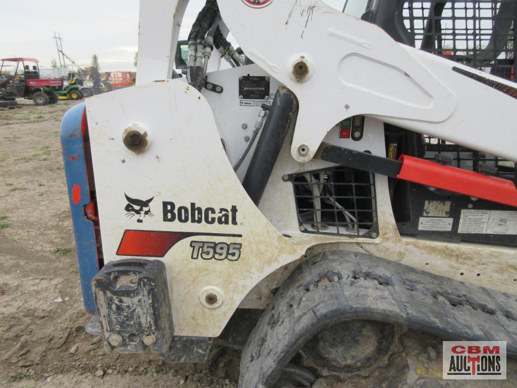 2018 Bobcat T595 Skid Steer Loader, Rubber Track, OROPS, 74hp Diesel, 2,103 Hrs, Foot Controls,