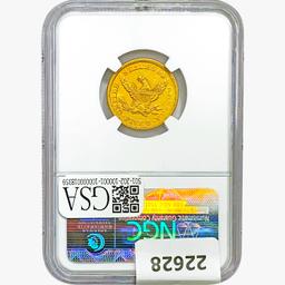 1861 $5 Gold Half Eagle NGC AU55