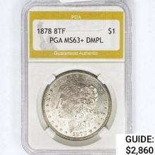 1878 8TF Morgan Silver Dollar PGA MS63+ DMPL