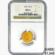 1912 $2.50 Gold Quarter Eagle NGC MS61