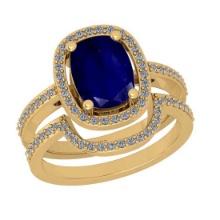 2.37 Ctw SI2/I1Blue Sapphire and Diamond 14K Yellow Gold Engagement set Ring