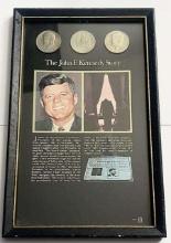 6.5"x10.5" Framed John F. Kennedy Story - 1976 bicentennial half dollars (2-coins)