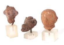 Three Maya Pottery Heads, 600-900 AD