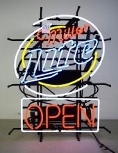 Miller Lite open neon sign