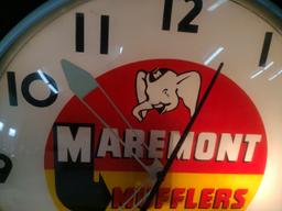Vintage Maremont Mufflers Lighted Glass Clock