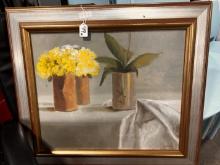 Oil on Canves of P+Floral Scene W/ Decorative Frame
