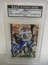 Troy Aikman of the Dallas Cowboys signed autographed slabbed sportscard PAAS COA 109