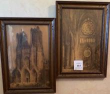 PAIR OF FRAMED IMAGES OF CATHEDRAL AND INTERIOR