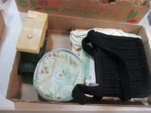 Vintage Avon Camper Truck Cologne Bottle, Ladies Handkerchiefs and Gloves,
