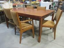 Danish Modern Dining Table, Two Armchairs and Three Side Chairs