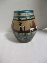 Signed Hand Painted Native American Pottery Vase