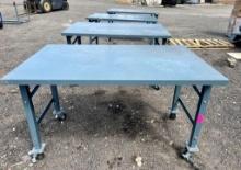 (4) 5' x 30" Rolling Table (Collapsible, Height Adjustable, Uline)