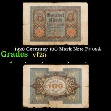 1920 Germnay 100 Mark Note P# 69A Grades vf+
