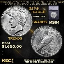 ***Auction Highlight*** 1927-s Peace Dollar $1 Graded ms64 By SEGS (fc)