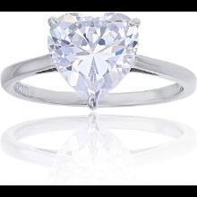 Decadence Sterling Silver Rhodium 10mm Heart Cubic Zirconia Solitaire Engagement Ring size 9