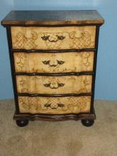 Impressive Ornate French Inspired 4 Drawer Chest Faux Slate Texture Top Painted Bellflower &