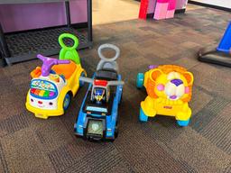 Three Kids Ride-On-Toys, Lion, Police Car and Car