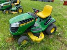 JOHN DEERE D130 LAWN & GARDEN TRACTOR powered by gas engine, equipped with 42in. cutting deck.
