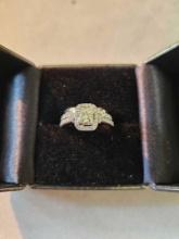 Lady's 14k white gold diamond ring with wedding band