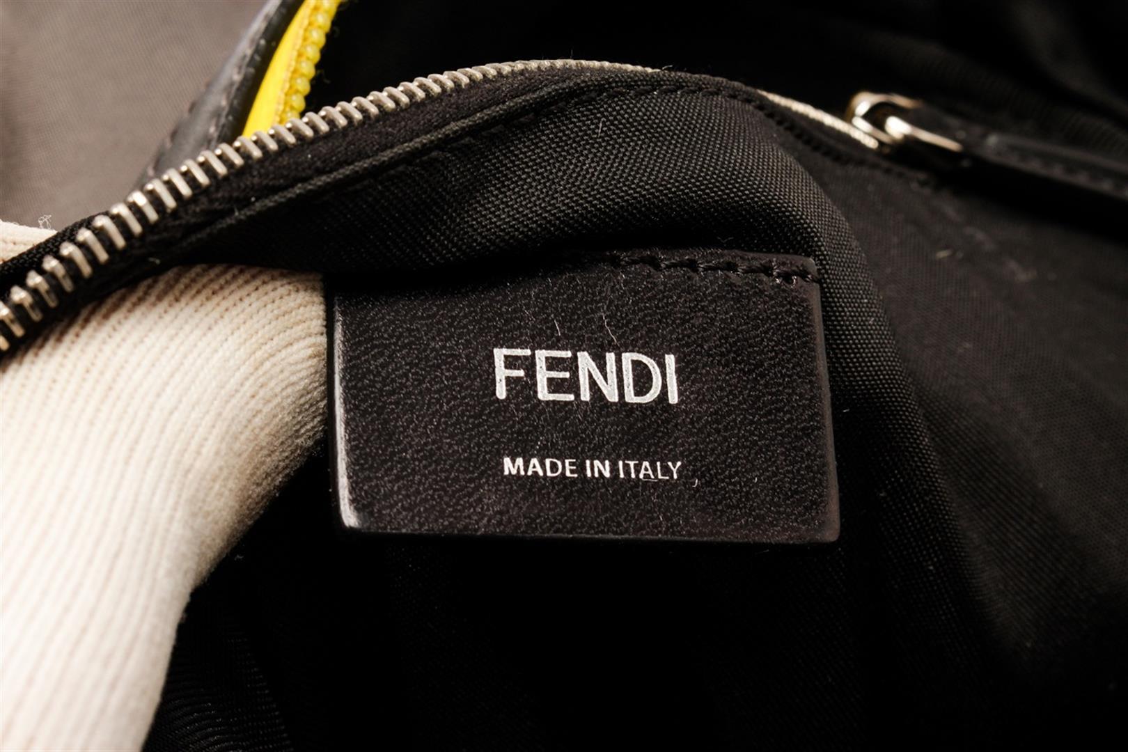 Fendi Grey Yellow Leather and Nylon Backpack