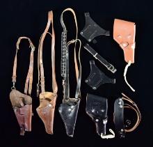 3 US NAVY & 2 AIR FORCE SHOULDER HOLSTERS.