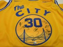 Steph Curry Draymond Green +5 others of the 2021-22 Warriors signed autographed jersey PAAS LOA 310