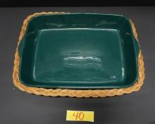 Green Casserole Dish with Basket