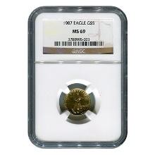 Certified American $5 Gold Eagle 1987 MS69 NGC
