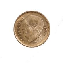 Mexico 5 Pesos Gold 1906 XF-AU