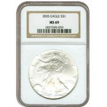 Certified Uncirculated Silver Eagle 2005 MS69