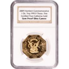 1852 Humbert 1 Oz. Gold Ingot Replica 2009 NGC Certified