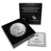 2010-P 5 oz Silver ATB Hot Springs (w Box and COA)