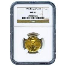 Certified American $10 Gold Eagle 1986 MS69 NGC