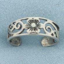 Flower Design Pinky Ring In Sterling Silver