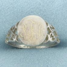 Antique Monogramed Ring In Sterling Silver