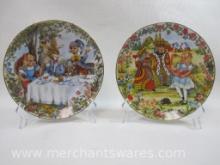 Two Viletta Alice in Wonderland Collector's Plates, The Croquet Match #3859A, The Mad Hatters Tea