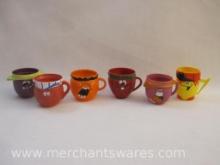 Six Pillsbury Co Funny Face Plastic Mugs, 1969-1970, 14 oz