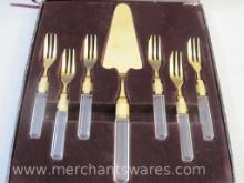 Mikasa Accessory Set by Larry Laslo in Original Box, includes cake server and 6 forks, 1 lb 9 oz