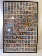 Extra Large Framed Uncut Sheet of 1989 Topps Baseball Trading Cards, see pictures for condition AS
