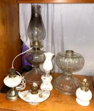 Assorted Oil Lamps- 1 is Converted to Electric