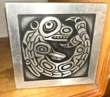 West Coast Indian Designed Family Crest of a Killer Whale- story on back
