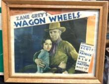 Vintage Framed Zane Gray's Wagon Wheels AD