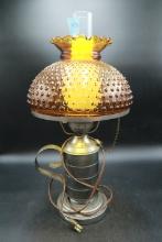 Tankard Style Lamp With Amber Shade