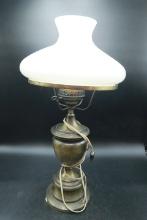 Electric Lamp With White Glass Shade