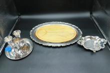 Silver Plated Platter And Other Pieces