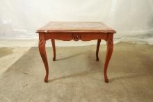 Small Walnut Table with Marble Top